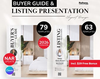 Listing Presentation & Buyer Guide Templates for Realtors, Realtor Listing Presentation and Buyer Guide Template Bundle, Real Estate Listing
