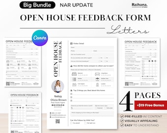 Open House Feedback Form Templates for Realtors, Realtor Feedback Forms, Real Estate Printable Bundle, Bonus Buyer Guide Included