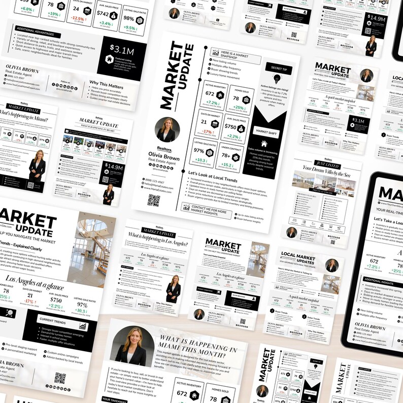 Market Update Flyer Templates for Realtors, Editable Canva Real Estate ...