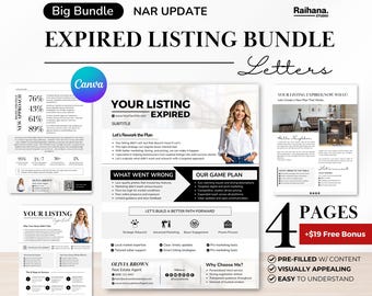 Expired Listing Letter Templates for Realtors, Real Estate Expired Listing, Canva Expired Leads Letter Kit, NAR Compliant Letters