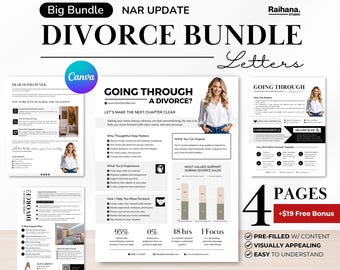 Divorce Letter Templates for Realtors, Seller Divorce Support Canva Letters, Real Estate Divorce Guide, Realtor Letter for Divorcing Clients
