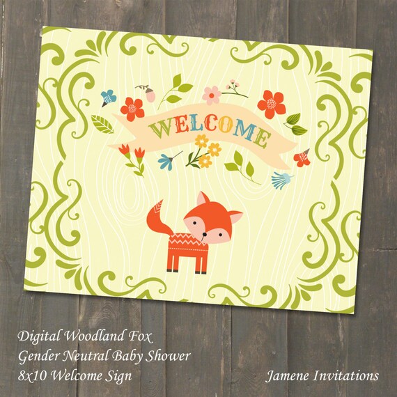 Wald Fuchs Willkommen Schild Geschlecht Neutral Baby Dusche Etsy