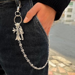 Kreuz Brieftasche Kette,Y2K Jeans Kette,Gothic Hosen Kette,Kreuz Schlüsselanhänger,Handgemachte Brieftasche Kette,Punk Brieftasche Kette,Schmuck Brieftasche Kette