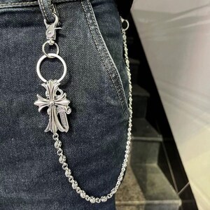 Cadena de billetera cruzada, cadena para jeans Y2K, cadena para pantalones góticos, llavero cruzado, cadena de billetera hecha a mano, cadena de billetera punk, cadena de billetera de joyería
