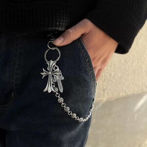 Cadena cruzada para billetera, cadena para jeans, cadena gótica para pantalones, cadena para billetera de motociclista, cadena para billetera hecha a mano, cadena para billetera punk