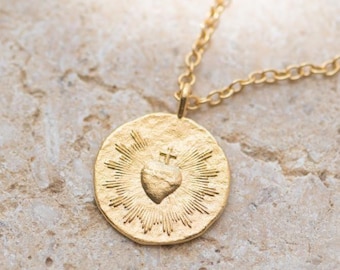 Medaglia del Sacro Cuore d'Oro – Collana Senza Tempo – Regalo Simbolico