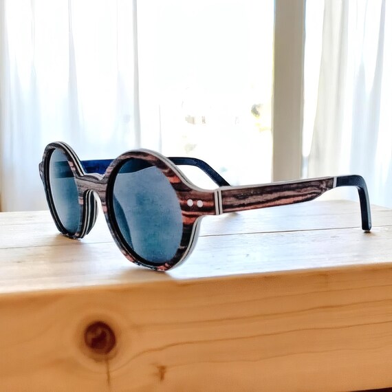 Vintage Round Wooden Sunglasses for Small Face Polarized UV400