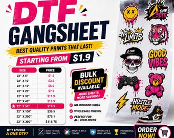 DTF-överföringar, DTF-tryck, DTF i fullfärg, gängark, storbeställning, grossist DTF-tryckt t-shirt värmeöverföring, tryckklar, specialanpassad överföring