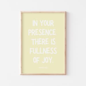 Trendy Christian Wall Art, Psalm 16:11 Bible Verse Wall Art, Yellow Bible Verse Scripture Print, Yellow Christian Wall Art, Dorm Decor
