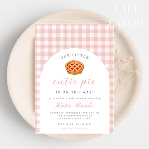 Cutie Pie Baby Shower Invitation, Fall Baby Shower Girl, Pink Pie Baby Shower Invite, Autumn Baby Shower, Fall Baby Shower, Digital Download