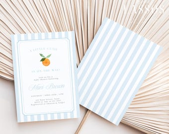 A Little Cutie Baby Shower Template, Boy Little Cutie Is On The Way, Cutie Baby Shower Invite, Citrus Theme, Editable Template, Canva