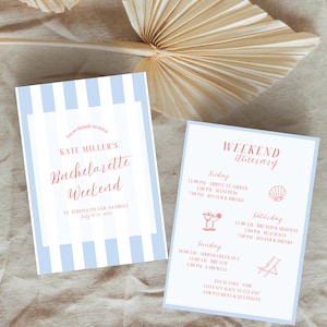 Coastal Bachelorette Invitation and Itinerary Template, Beach Bachelorette, Bachelorette Invite, Bachelorette Template, Digital Invitation