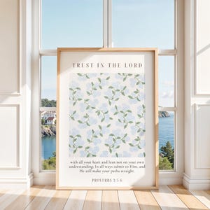 Proverbs 3:5-6 Wall Art, Trust In The Lord Bible Verse Print, Christian Wall Art, Minimalist Floral Christian Poster, Christian Printable