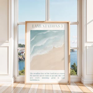 Lamentations 3 Bible Verse Wall Art, Coastal Christian Wall Art, Pastel Bible Verse Scripture Print, Scripture Art, Coastal Bible Verse Art