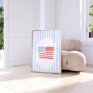 Coastal American Flag Wall Art, Coastal Cowgirl Decor, East Coast Print, Beachy Wall Art, Patriotic Art, College Apartment Dorm Decor, USA