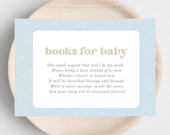 Modern Coastal Books For Baby Card Template, Ocean Boy Baby Shower Printable Book Request, Baby Shower Decor, Digital Download, Canva