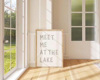Meet Me At The Lake Wall Art, Summer Coastal Print, Beach Coastal Wall Art, Beach House Decor, Lake House Decor, Meet Me At The Lake Print