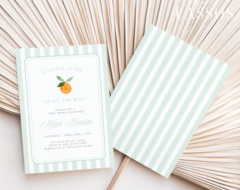A Little Cutie Baby Shower Template, Gender Neutral Little Cutie Is On The Way, Cutie Baby Shower Invite, Citrus Theme, Canva Template