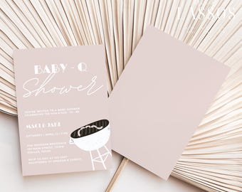 Baby-Q Baby Shower Invitation Template, Girl BBQ Baby Shower Invite, Pink Summer Backyard Baby Shower, Editable Template, Digital Download