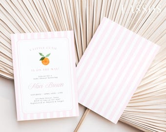 A Little Cutie Baby Shower Template, Girl Little Cutie Is On The Way, Cutie Baby Shower Invite, Citrus Theme, Editable Template, Canva