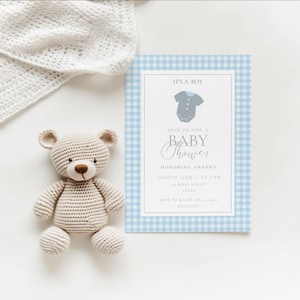 Bearbeitbare Junge Babyparty Einladungsvorlage, Blaue Babyparty, Junge Babyparty Einladen, Canva Vorlage, digitaler Download