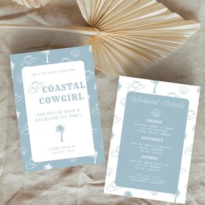 Coastal Cowgirl Bachelorette Invitation and Itinerary, Bachelorette Invitation, Bachelorette Weekend Itinerary, Canva Template