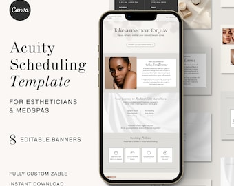 Acuity Scheduling Template Esthetician Soft Neutral Booking Site Template for Medspa Website Editable Canva Template Online Scheduler