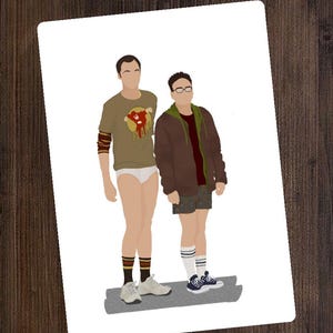 Leonard et Sheldon, The Big Bang Theory, carte illustrée