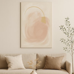Framed Canvas Print Blush Pink Gold Modern Minimalist Art Contemporary Wall Decor Neutral Wabi Sabi Wall Art Japandi Abstract Art Print