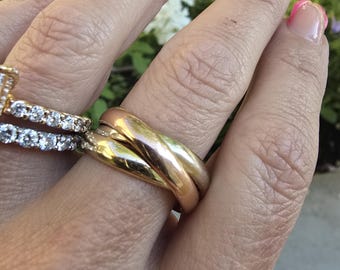 アクセサリー vintage trinity ring dead stock Vintage Trinity Ring, Cartier Style Trinity Ring, 18k Gold