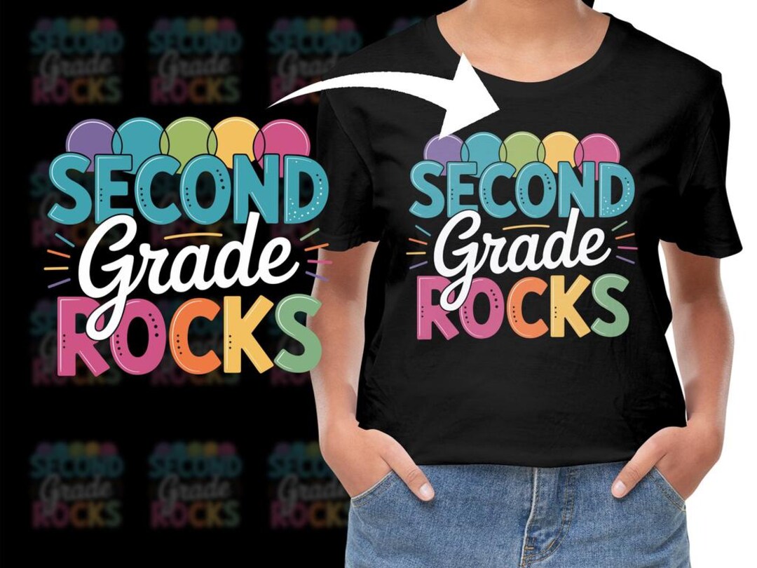 Second Grade Rocks Graphics Second Grade Rocks PNG, Colorful School Design, Fun Teacher Sublimation ...