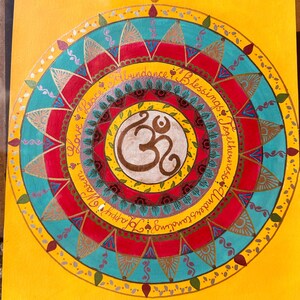 Om Mandala, dipinto acrilico da parete con affermazioni