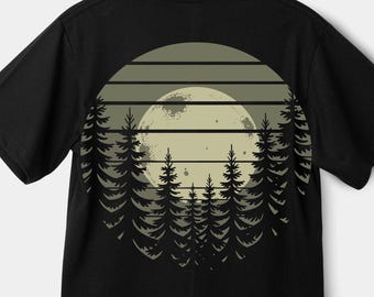 Retro Sunset Forest T-Shirt Design PNG | Nature Landscape Sublimation Graphic