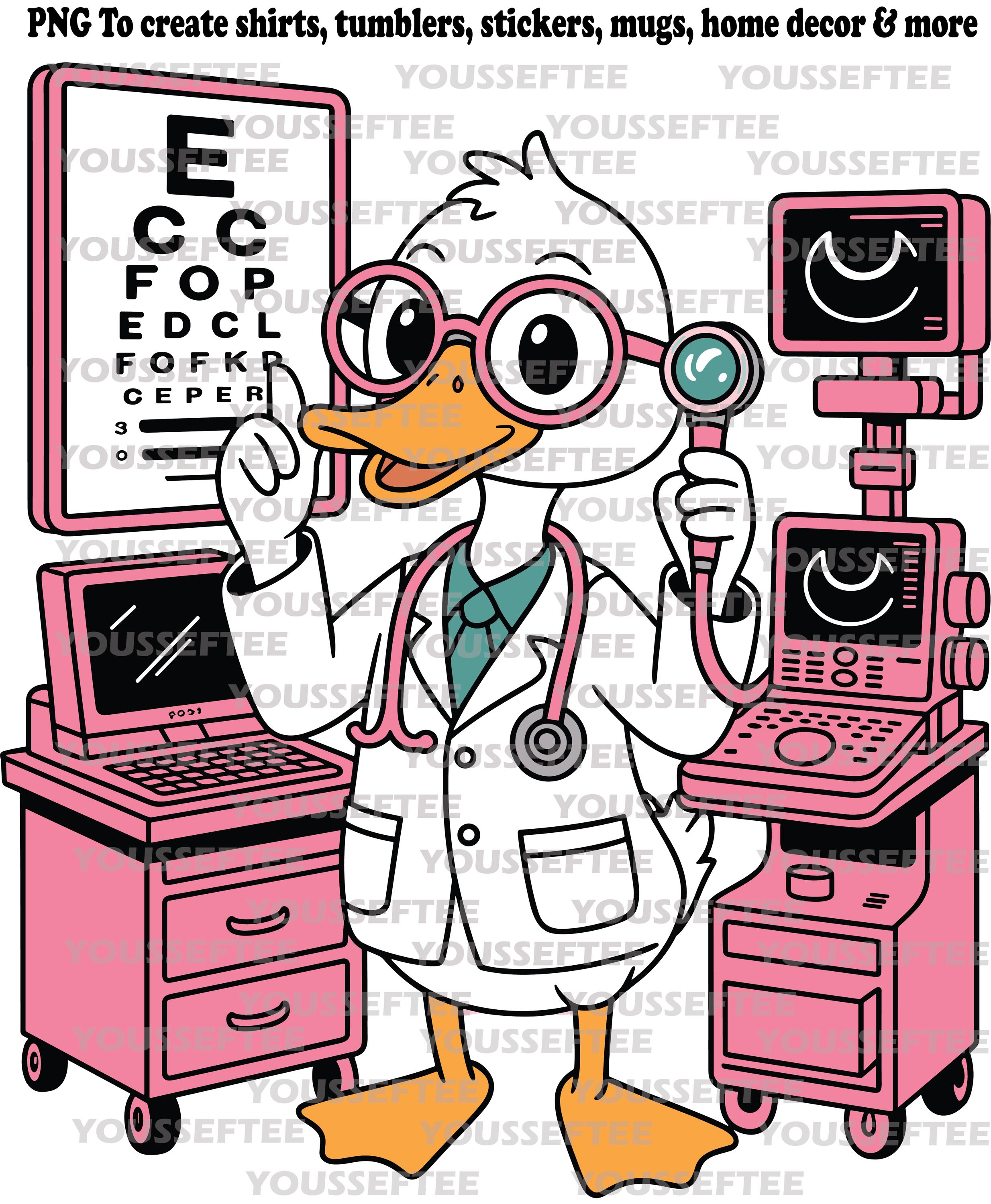 Funny Doctor Duck PNG – Eye Exam Cartoon Design | Cute Medical Animal  Graphic for T-shirt Printing, Mugs, Stickers \u0026 More - Etsy, image size:2468x3000