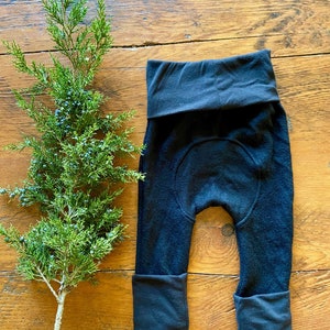 Merino Grow with Me Leggings 6m-3T / Unisex Black Extendable Pants / Cloth Diaper Friendly/ Super Warm Soft Base Layer / Longie image 6