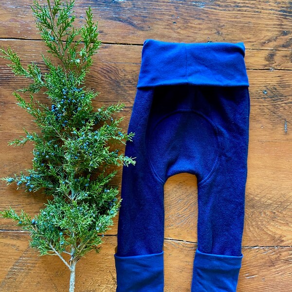 Merino Wool Grow Pants 6m-3T / Unisex Baby Yoga Waist Merino Leggings / Cloth Diaper Friendly/ Super Warm Soft Base Layer / Maxaloones /