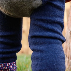 Merino Wool Grow with Me Leggings 6m-3T / Unisex Purple Extendable Pants / Long John / Base Layer / Waldorf / Striped Diaper Cover image 8