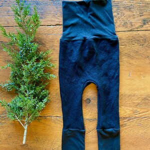 Merino Grow with Me Leggings 6m-3T / Unisex Black Extendable Pants / Cloth Diaper Friendly/ Super Warm Soft Base Layer / Longie image 4