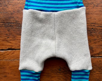 Cashmere Baby Pants 0-6m / Unisex Grow Leggings / Warm Soft Base Layer / Longies / Harem / Coming Home / Baggy / Newborn / Extendable