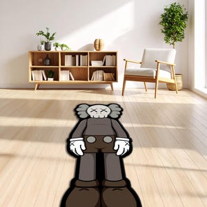 Kaws Inspired Cut-Out Anatomical Rug, Pop Art Character Rug, Streetwear Art Rug, Skull Character Hypebeast Rug, Gamer Room Pop Art Floor Mat image 2