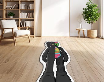 Tapis artistique anatomique découpé - Tapis pop art, tapis de chambre de joueur coloré, décoration de sol de style streetwear urbain moderne, chambre Hypebeast