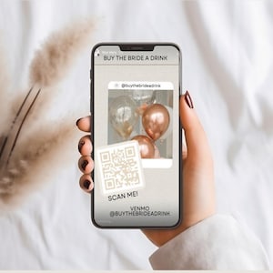 Buy The Bride A Drink – Social Media Story Template | Editable Canva QR Code | Bachelorette Party Venmo Tip Link | IG/FB Story Template