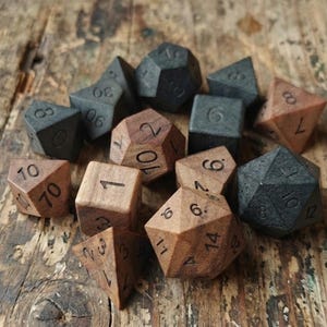 Handmade Solid Wood DND Dice Set | Handcrafted Wooden RPG Dice