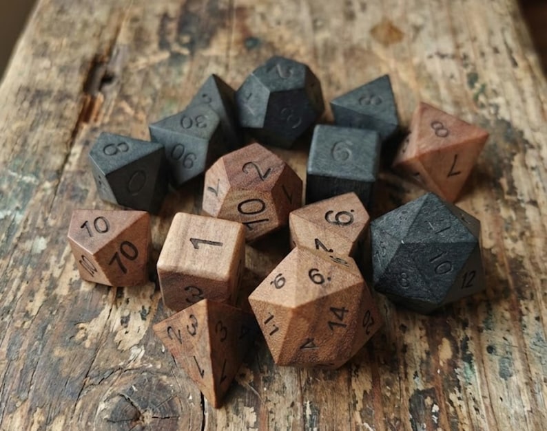 Handmade Solid Wood DND Dice Set | Handcrafted Wooden RPG Dice|Graduation Gift image 1