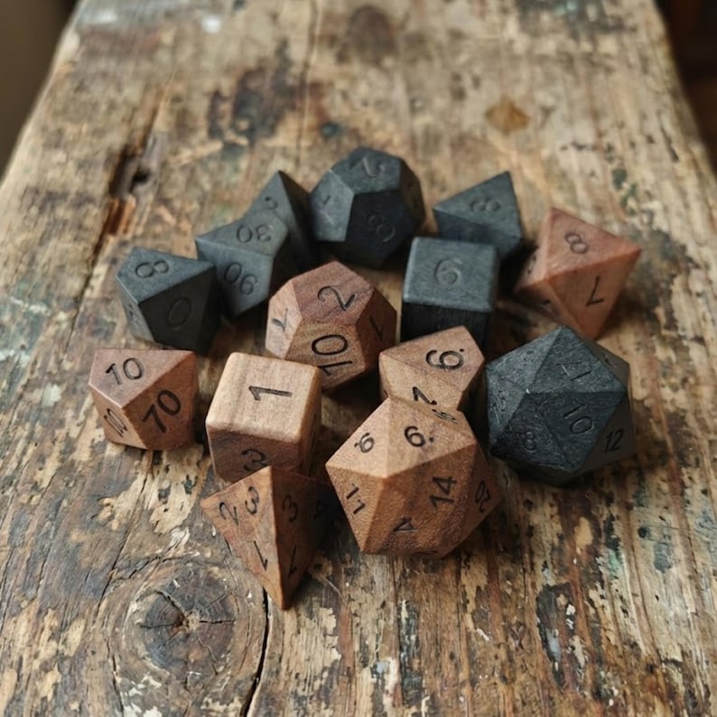 Handmade Solid Wood DND Dice Set | Handcrafted Wooden RPG Dice|Graduation Gift image 2