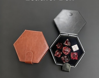 PU Leather Dice Box with Display Window & Hexagon Storage Box | Protective Case for DND