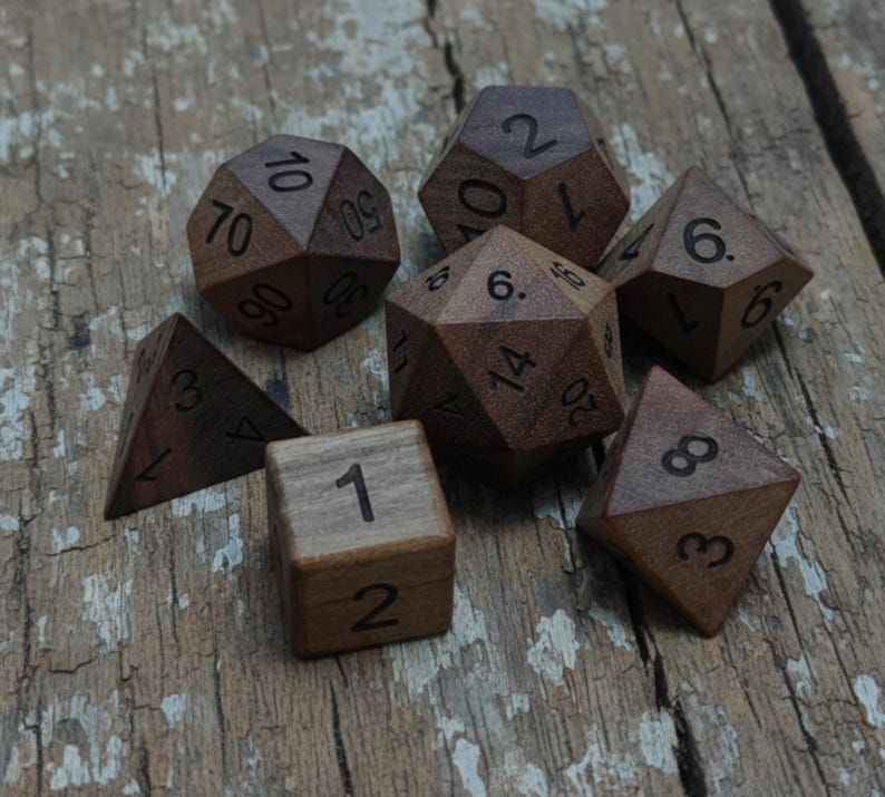 Handmade Solid Wood DND Dice Set | Handcrafted Wooden RPG Dice|Graduation Gift image 6