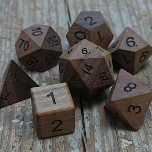 Handmade Solid Wood DND Dice Set | Handcrafted Wooden RPG Dice|Graduation Gift Natural wood color