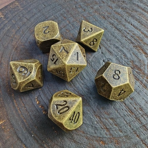 Vintage Massives Metall DND Würfel Set | Antik Stil RPG Würfel mit runden Ecken Bild 7