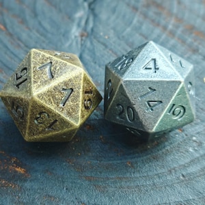 Vintage Massives Metall DND Würfel Set | Antik Stil RPG Würfel mit runden Ecken Bild 9